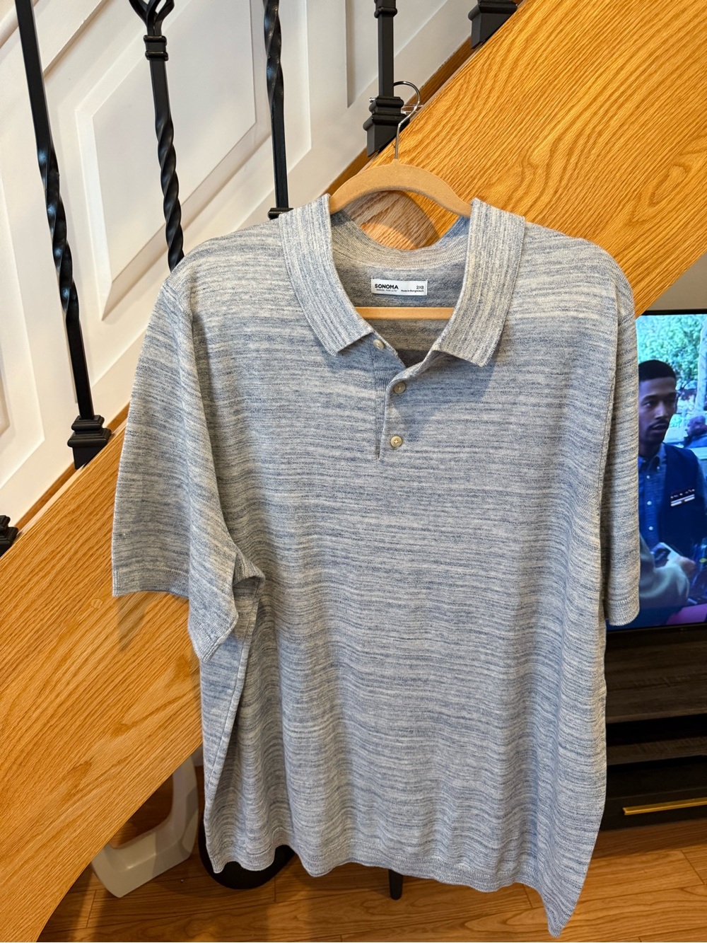 Sonoma Men's Heathered Light Blue Polo